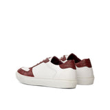 Gentlemen's & Young Adult - Activo Basico Sneaker - White Nappa Leather combined with Hand Painted Red Croco Embossed Calf Leather
