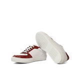 Gentlemen's & Young Adult - Activo Basico Sneaker - White Nappa Leather combined with Hand Painted Red Croco Embossed Calf Leather