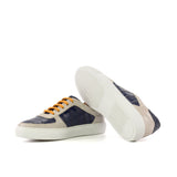 Gentlemen's & Young Adult - Activo Basico Sneaker - Hand Painted Navy Blue Croco Embossed Calf Leather combined with Hand Painted Beige Croco Embossed Calf Leather