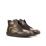 Gentlemen Alto Moda Sneaker - Hand Painted Brown Patina in Calf Leather