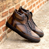 Gentlemen Alto Moda Sneaker - Hand Painted Brown Patina in Calf Leather