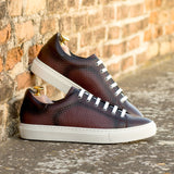 Gentlemen & Young Adult - Activo Sneaker - Hand Painted & Burnished Burgundy Woven Embossed Calf Leather combined with Burgundy Calf Leather