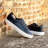Gentlemen & Young Adult - Activo Sneaker - Hand Painted & Burnished Navy Blue Woven Embossed Calf Leather combined with Navy Blue Calf Leather