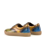 Gentlemen Ocio Sneaker - Hand Painted Khaki & Cognac & Denim Patina in Calf Leather