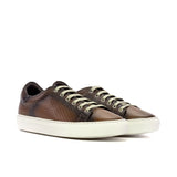 Gentlemen & Young Adult - Activo Sneaker - Hand Painted & Burnished Medium Brown Woven Embossed Calf Leather combined with Medium Brown Calf Leather