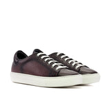 Gentlemen & Young Adult - Activo Sneaker - Hand Painted & Burnished Burgundy Woven Embossed Calf Leather combined with Burgundy Calf Leather