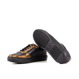 Gentlemen's & Young Adult - Activo Basico Sneaker - Hand Painted Black Woven Calf Leather with Metallic Calf Leather in Copper
