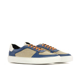 Gentlemen's & Young Adult - Activo Basico Sneaker - Hand Painted Blue & White Full Grain Calf Leather combined with Ice Linen