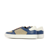 Gentlemen's & Young Adult - Activo Basico Sneaker - Hand Painted Blue & White Full Grain Calf Leather combined with Ice Linen