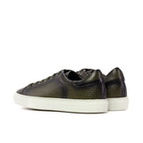 Gentlemen & Young Adult - Activo Sneaker - Hand Painted & Burnished Olive Woven Embossed Calf Leather combined with Olive Calf Leather