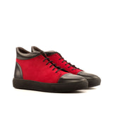 Gentlemen Alto Sneaker - Black Box Calf Leather with Red Kid Suede Calf Leather