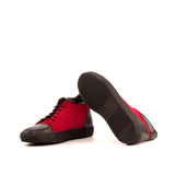 Gentlemen Alto Sneaker - Black Box Calf Leather with Red Kid Suede Calf Leather