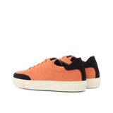Ladies Activa Basica Sneaker - Orange Linen Fabric detailed with Navy Blue Lux Suede Calf Leather