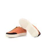 Ladies Activa Basica Sneaker - Orange Linen Fabric detailed with Navy Blue Lux Suede Calf Leather