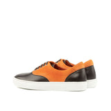Gentlemen Ocio Sneaker - Hand Painted Dark Brown Calf Leather combined with Orange Kid Suede Calf Leather