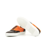 Gentlemen Ocio Sneaker - Hand Painted Dark Brown Calf Leather combined with Orange Kid Suede Calf Leather
