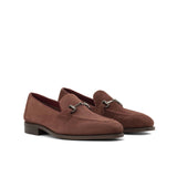 Gentlemen Loafer in Oxblood Unlined Calf Suede Leather with Goodyear Flex Welt Leather Sole