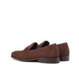 Gentlemen Loafer in Oxblood Unlined Calf Suede Leather with Goodyear Flex Welt Leather Sole