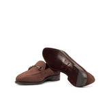 Gentlemen Loafer in Oxblood Unlined Calf Suede Leather with Goodyear Flex Welt Leather Sole