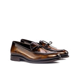 Gentlemen Loafer in Hand Painted Tobacco Patina in Calf Leather with Goodyear Welt