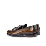 Gentlemen Loafer in Hand Painted Tobacco Patina in Calf Leather with Goodyear Welt