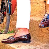 Gentlemen Cortes Slip On - Hand Painted Dark Brown Croco Embossed Calf Leather