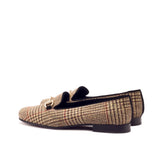 Ladies Rosa Slip On in Brown Wool Tweed Sartorial Fabric detailed with Gold Metal Bit