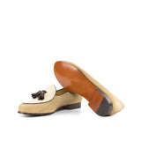 Gentlemen Barcelona Slip On - Camel & Ivory Kid Suede Calf Leather combined with Hand Painted Dark Brown Calf Leather