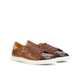 Gentlemen's & Young Adult - Activo - Hand Painted Cognac & Burgundy Croco Embossed Calf Leather with Back in Orange Kid Suede Calf Leather