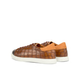 Gentlemen's & Young Adult - Activo - Hand Painted Cognac & Burgundy Croco Embossed Calf Leather with Back in Orange Kid Suede Calf Leather