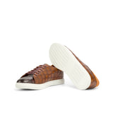 Gentlemen's & Young Adult - Activo - Hand Painted Cognac & Burgundy Croco Embossed Calf Leather with Back in Orange Kid Suede Calf Leather