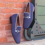 Gentlemen El Patron Slip On - Navy Blue Linen Fabric