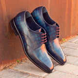 Gentlemen Derby in Hand Painted Denim Patina - Calf Leather with Goodyear Welt