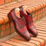 Gentlemen Derby in Hand Painted Burgundy Patina - Calf Leather with Goodyear Welt