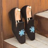 Gentlemen El Patron Slip On - Black Suede Calf Leather with Octopus Embroidery