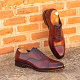 Gentlemen Oxford in Hand Painted Burgundy & Denim Patina - Calf Leather with Goodyear Welt