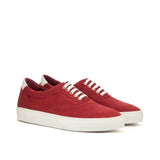 Gentlemen Ocio Sneaker - Red Linen Fabric combined with Hand Painted White Box Calf Leather