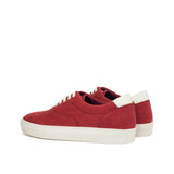Gentlemen Ocio Sneaker - Red Linen Fabric combined with Hand Painted White Box Calf Leather