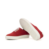 Gentlemen Ocio Sneaker - Red Linen Fabric combined with Hand Painted White Box Calf Leather