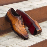 Gentlemen - Wholecut with Hand Painted Cognac Patina in Calf Leather with Goodyear Welt