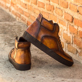 Gentlemen Alto Moda Sneaker - Hand Painted Cognac Patina in Calf Leather
