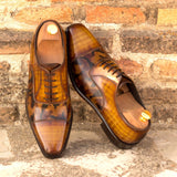 Gentlemen Oxford in Hand Painted Cognac & Brown Camo Patina - Calf Leather with Goodyear Welt