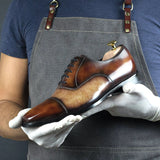 Limited Edition - Oxford Creme de Fuego with Hand Painted Cognac & Cream Museum Patina