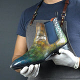 Limited Edition - Chelsea Boot with Hand Painted Trópico Croc Patina
