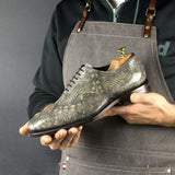 Limited Edition - Wholecut Stone Cadena in hand painted patina with laser engraved design - including matching Patina Leather Belt