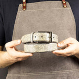 Limited Edition - Wholecut Stone Cadena in hand painted patina with laser engraved design - including matching Patina Leather Belt