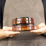 Limited Edition - Chelsea Boot in Hand Painted Desert Croc Patina - including matching Patina Leather Belt