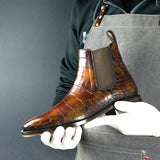 Limited Edition - Chelsea Boot in Hand Painted Desert Croc Patina - including matching Patina Leather Belt