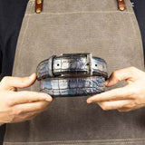 Limited Edition - Gentlemen Chelsea Boot with Hand Painted Oceano Croc Patina - including matching Patina Leather Belt