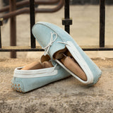 Gentlemen Gommini Driver - Light Blue Suede Calf Leather combined with White Suede Calf Leather